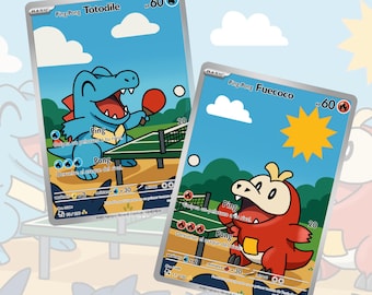 Totodile & Fuecoco Ping-Pong | Custom Card Fan Art Pokemon TCG
