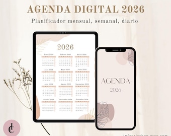 Digital Planner 2026, Monthly Planner, Weekly Planner, Daily Planner, Minimalist, Digital Agenda, Year 2026