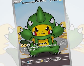 Poncho-wearing Pikachu Kaiju | Custom Card Fan Art Pokemon TCG