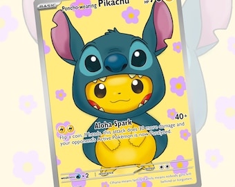 Poncho-wearing Pikachu Stitch | Custom Card Fan Art Pokemon TCG