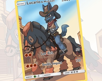 Lucario & Mudsdale | Custom Fan Art Pokemon TCG Card