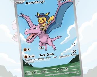 Aerodactyl & Pikachu | Custom Card Fan Art Pokemon TCG
