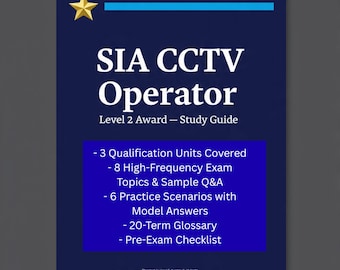 SIA CCTV Operator License Study Guide | Level 2 Award Exam Prep | Public Space Surveillance | PDF Download