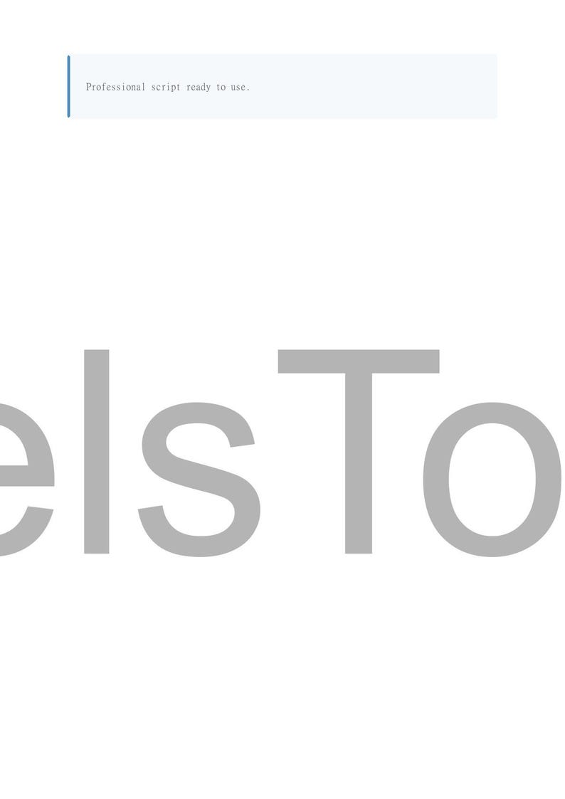 May include: White background with the grey text "elsTo" in large block letters. Above the text is a light blue rectangle with the text "Professional script ready to use."