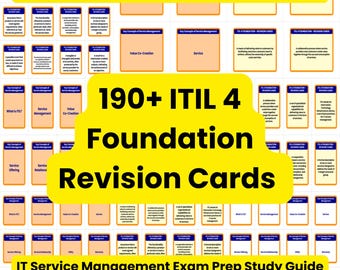 ITIL 4 Foundation Revision Cards | 190+ Flashcards IT Service Management Exam Prep Study Guide