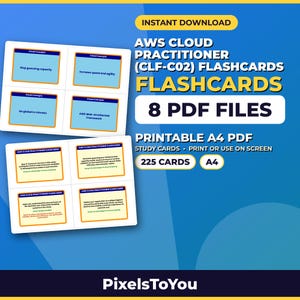 AWS Cloud Practitioner CLF-C02 Lernkarten – 225 Karteikarten | 8 PDFs | Sofort-Download