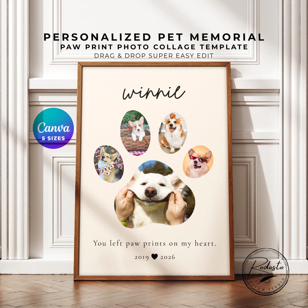 Personalized Dog Memorial Gift Template, Pet Memorial Editable Canva ...