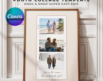 Personalized Photo Collage Canva Poster Template: Ideal for Valentines Day & Anniversary Gift for Couple