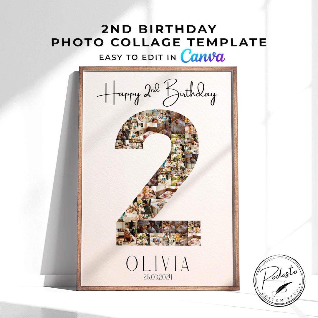 2nd Birthday Photo Collage Template, Number 2 Collage, First Collage ...