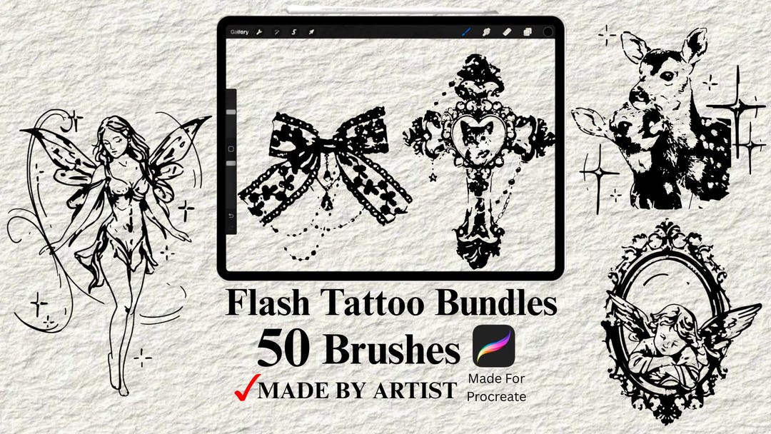 Procreate Brushes | Tattoo Stamps | Blackwork Tattoo Flash | Procreate ...