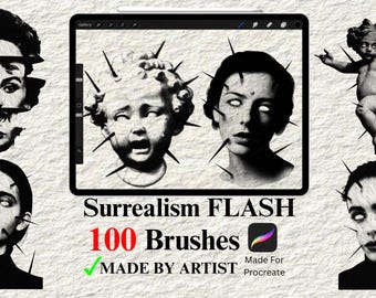100 Surrealism Flash Tattoo For Procreate | Realism Tattoo | Flash Tattoo Bundles | Tattoo Stamp | Digital Download