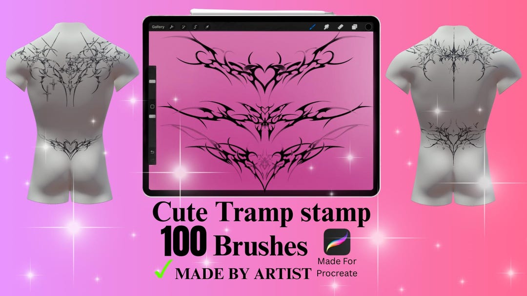 100 Blackwork Tramp Stamp Tattoo Brush for Procreate | Tribal ...
