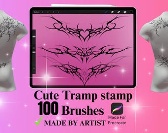 100 Blackwork Tramp Stamp Tattoo Brush For Procreate | Tribal & Cybersigilism Brushes | Procraete Tattoo Stamp | Procreate Tattoo Brushes