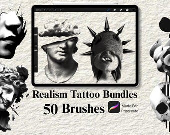 Realism Tattoo stencil pack | Tattoo bundle | Tattoo brush | Tattoo Design | Procreate Brush | Procreate stamp | Procreate flash