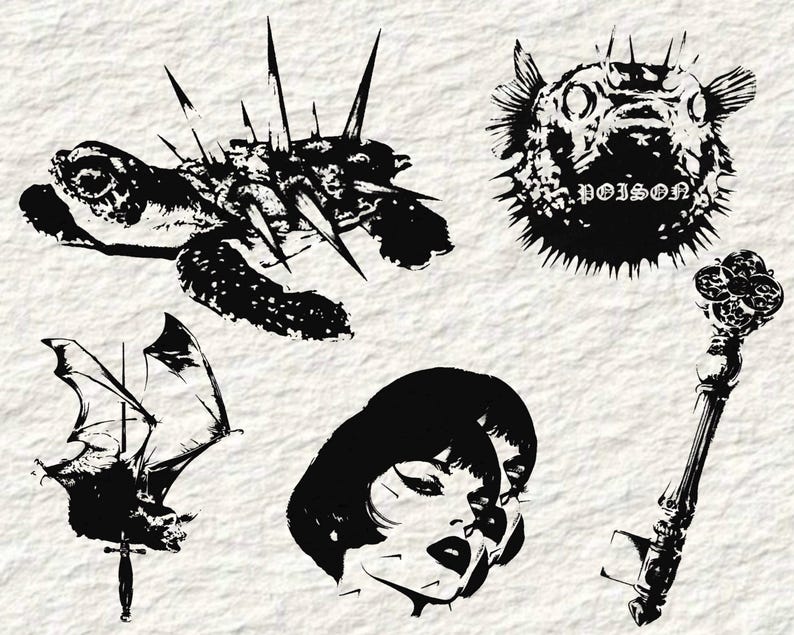 Procreate Brushes | Tattoo Stamps | Blackwork Tattoo Flash | Procreate ...