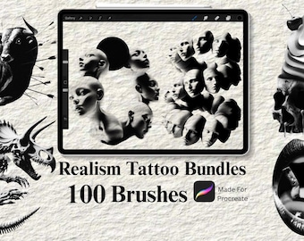 100 Realism tattoo stencil pack | Procreate stamps | Tattoo flash | Procreate Brushes | Procreate tattoo | Procreate bundle | Tattoo flash