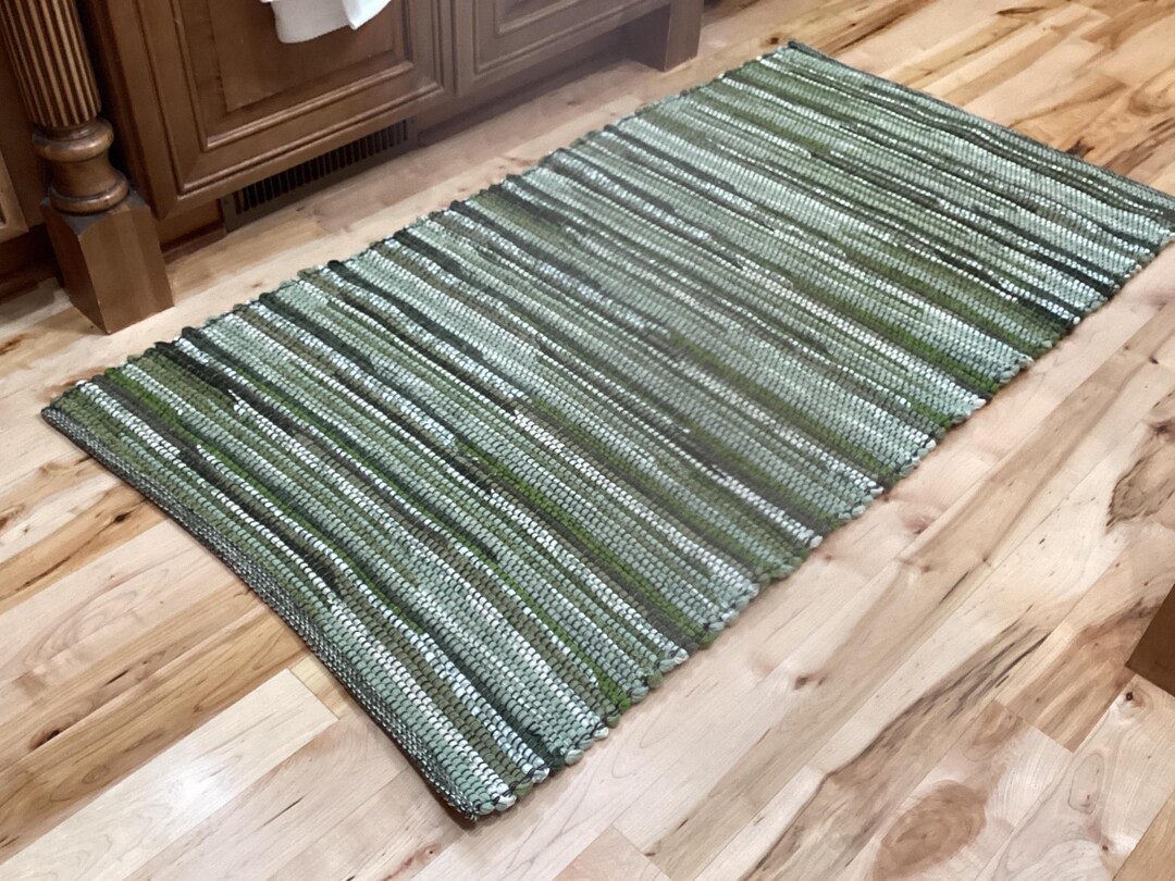 Handwoven Green Rag Rug - Multiple Sizes Available - Etsy