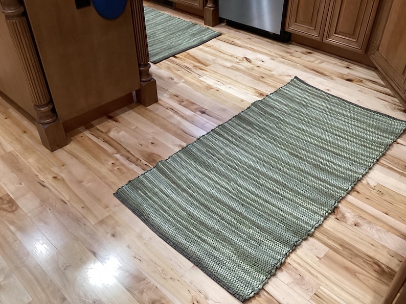 Handwoven Green Rag Rug - Multiple Sizes Available - Etsy