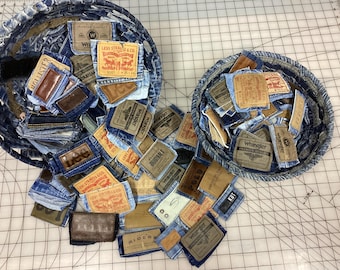 Assorted Denim Waistband Labels - Upcycled Jean Tags for Crafting and Customization