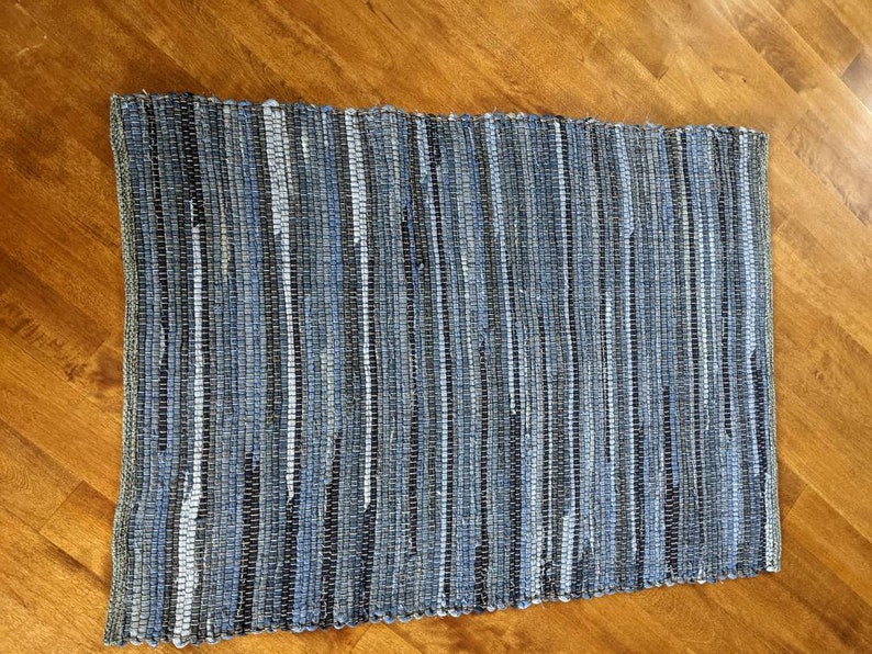 Denim Rag Rug From Blue Jeans Multiple to Choose From Etsy