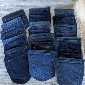 24 12 or 6 Denim Pockets for Crafting - Blue Jean Pockets - Pockets for Crafting,