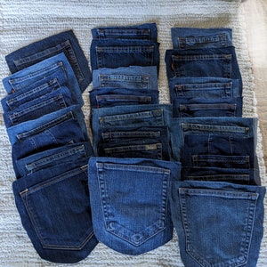 Blue and Black Jean Denim Crafting Pockets - Perfect for DIY, Quilting, Napkins, Party Supplies