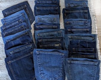 24 12 or 6 Denim Pockets for Crafting - Blue Jean Pockets - Pockets for Crafting,