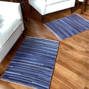 Handmade Denim Rag Rug from Blue Jeans - Multiple to Choose From