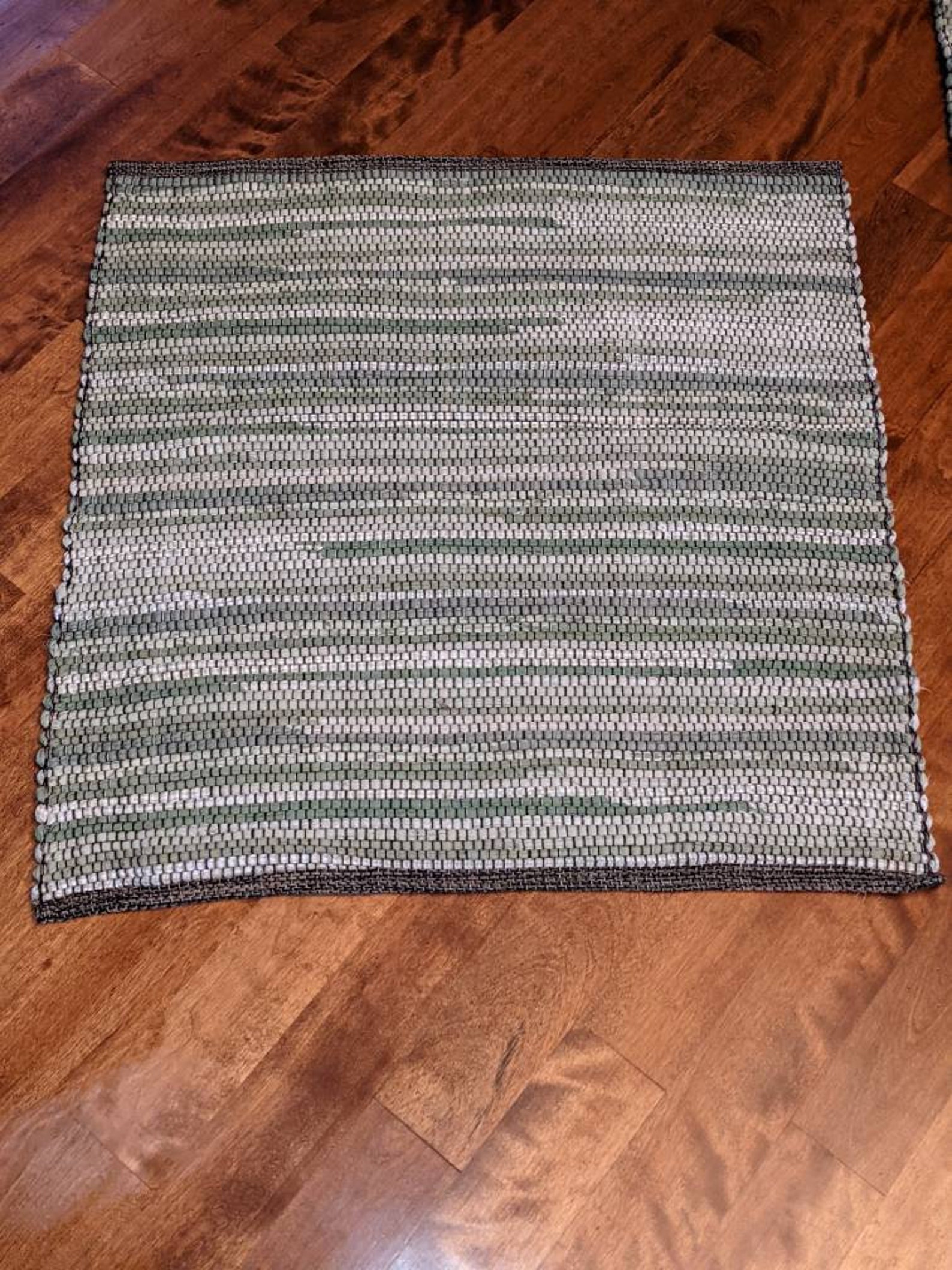 Handwoven Rag Rug Runner Cotton Shades of Sage Green Etsy