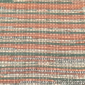 Wide Woven Rug - Handwoven Coral and Aqua Green Rag Rug Runner - 54"x34"