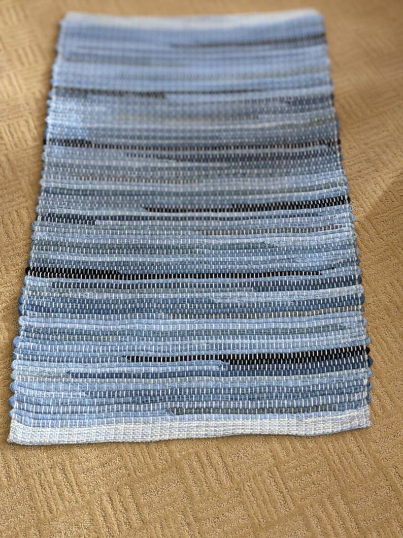 Handwoven Rag Rug Runner Denim Blue Jeans Multiple to choose Etsy