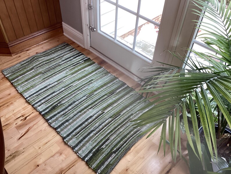 Handwoven Green Rag Rug - Multiple Sizes Available - Etsy