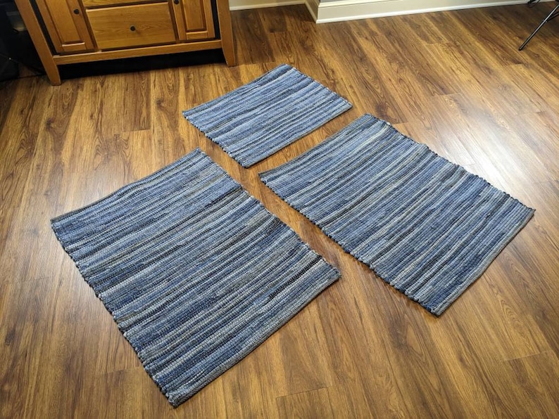 Denim Rag Rug From Blue Jeans Multiple to Choose From Etsy