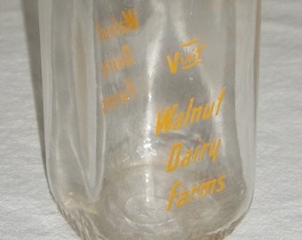 Milk Bottle Walnut Dairy, Waterloo Iowa, One Half Pint