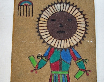 Navajo Sand Painting on Wood Plaque
