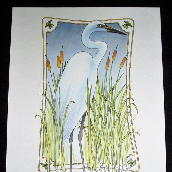 Thomas Sasser Bird Print, Snowy Egret, 8 x 10