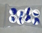 Vintage Banana Style Cat 39 s Eyes Marbles, Blue x 8, Jewelry and Artist Supply