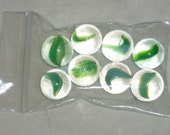 Vintage Banana Style Cat 39 s Eyes Marbles, Green x 8, Jewelry and Artist Supply