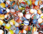 Vintage Toy Marble, Peltier Mix, 10 Assorted Rainbos, Champion Jr.s
