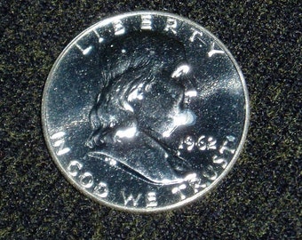 1962 Franklin Half Dollar Proof, 90% Silver, Free USA Shipping