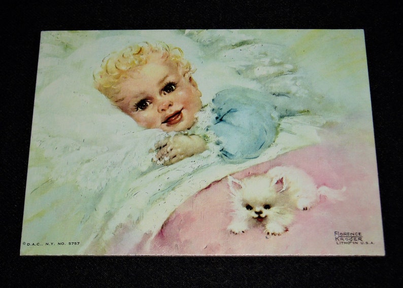 Vintage Children Prints Florence Kroger Puppy Kitten Etsy
