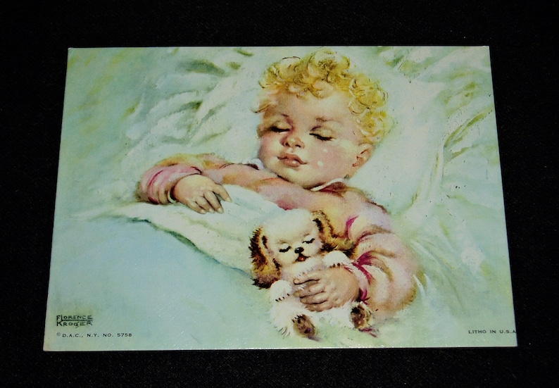 Vintage Children Prints Florence Kroger Puppy Kitten Etsy