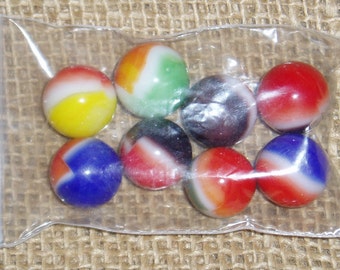 Vintage Marbles x 8, Vitro Agate "All-Reds", circa 1960's