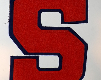 Vintage Patch for Letter Jacket, "S" Orange and Blue