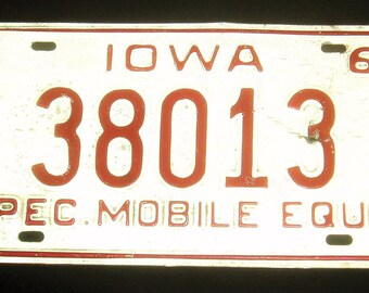 License Plate, Iowa 1968, Special Mobile Equipment, 38013