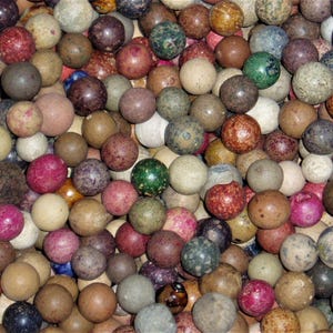 25 Mixed Clay Marbles, 1800&#39;s