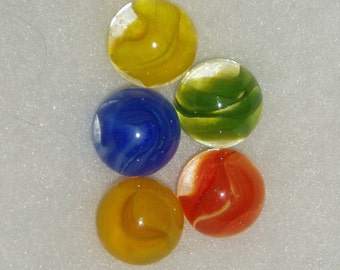 Cat's Eye Marbles, 7/8", Group of Five Different shooters