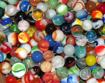 100 Vintage Glass Marbles, 1920s-1990s Collectible Mix