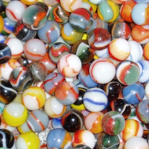 Vintage Toy Marble, Peltier Mix, 10 Assorted Rainbos, Champion Jr.s