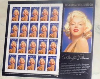 Mint 32c Stamp Sheet, Marilyn Monroe, Legends of Hollywood, Scott Catalog #2967